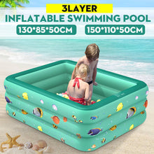 Load image into Gallery viewer, 120/130/150/180/210 cm Rectangular Inflatable Swimming Pool Kids Paddling Pool PVC Bathing Tub Outdoor Summer
