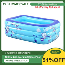Load image into Gallery viewer, 120CM 2/3Layers Children Inflatable Pool Bathing Tub Baby Kid Home Outdoor Large Swimming Pool Inflatable Square Swimming Pool
